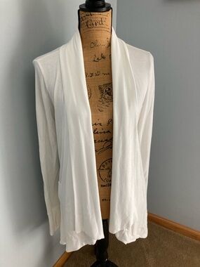 Athleta Open-Front Draped White Cardigan Women Size Small